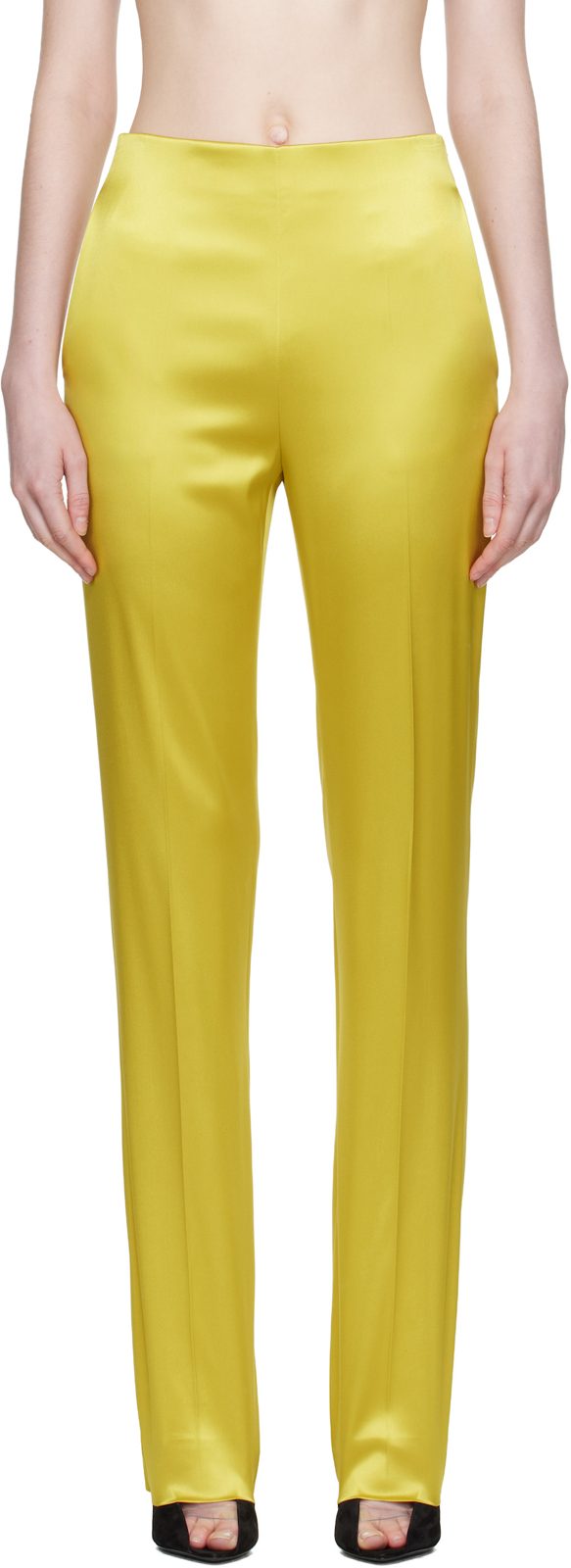 Yellow Double Duchesse Stretch Trousers 261476F087000