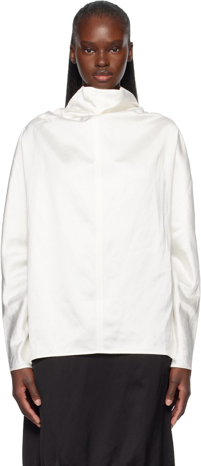 TOTEME White Cowl Neck Blouse 261771F107004