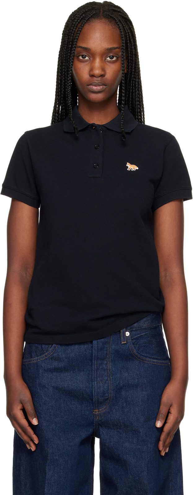 Maison Kitsune Black Baby Fox Regular Polo 261389F108007