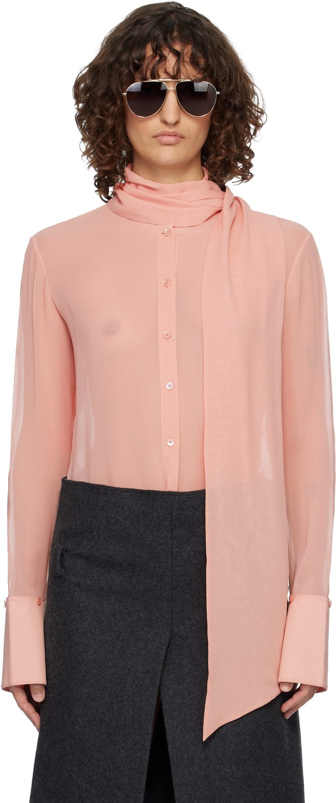 Pink Silk Shirt 261129F109008