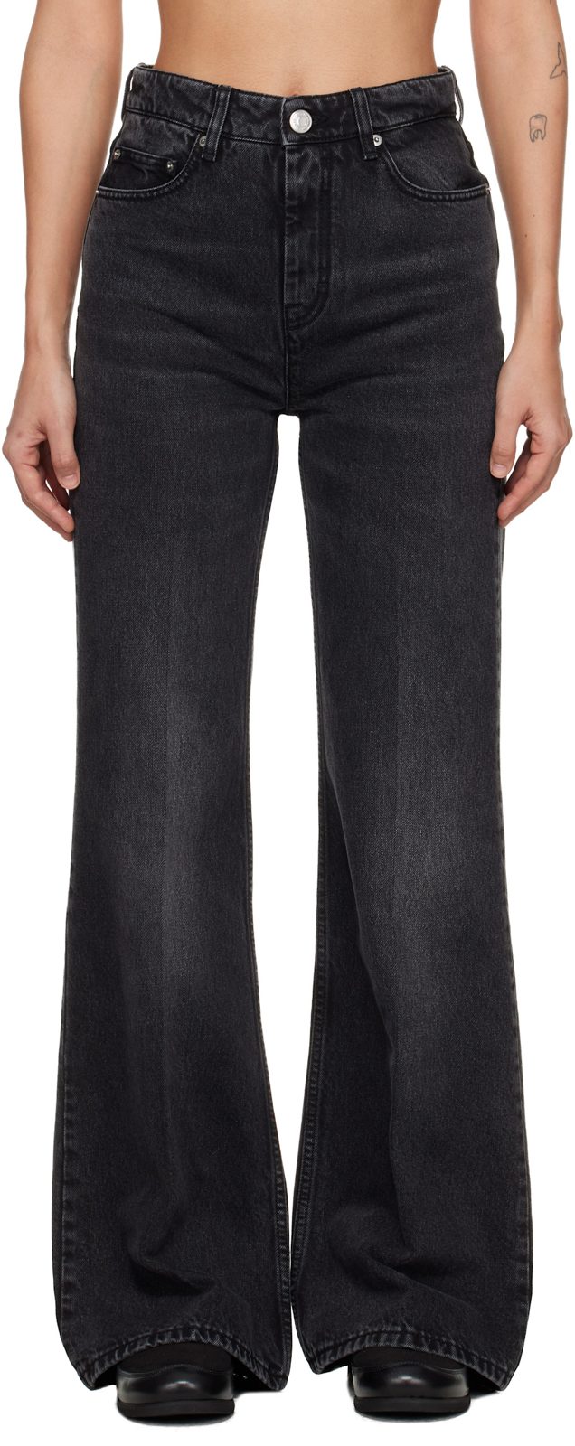 Black Cotton Flare-Fit Jeans 261482F069002