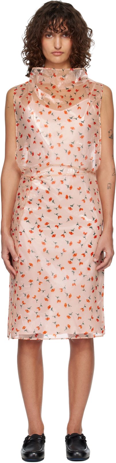 Pink Floral Lined Midi Dress 261249F054002