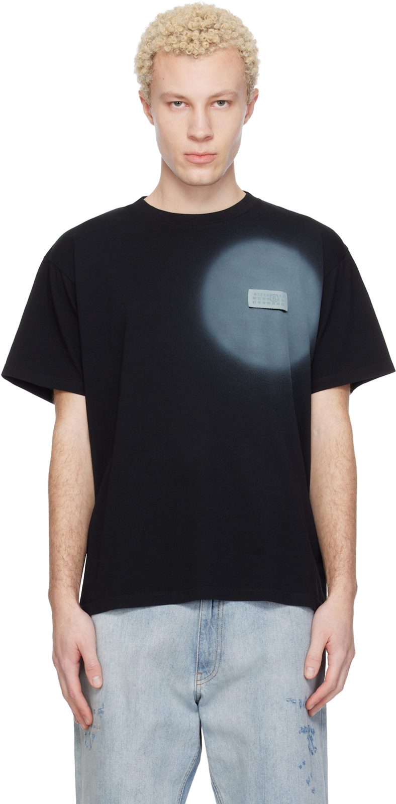 Black Spray Print T-shirt 261188M213015