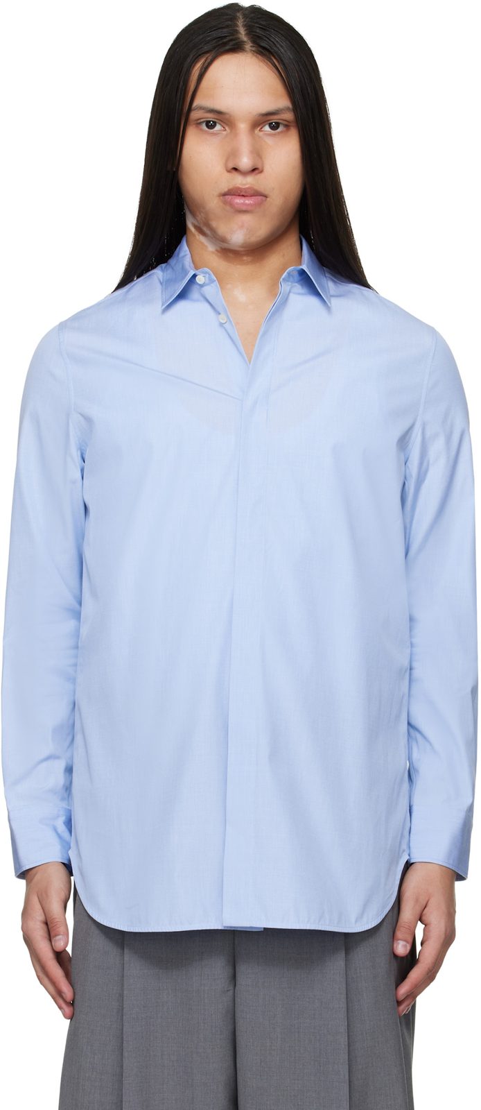Blue Open Back Shirt 261249M192018