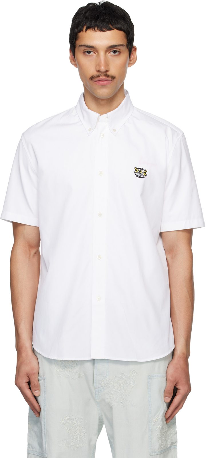 White [겐조] Paris Wild Tiger Short Sleeve Shirt 261387M192002