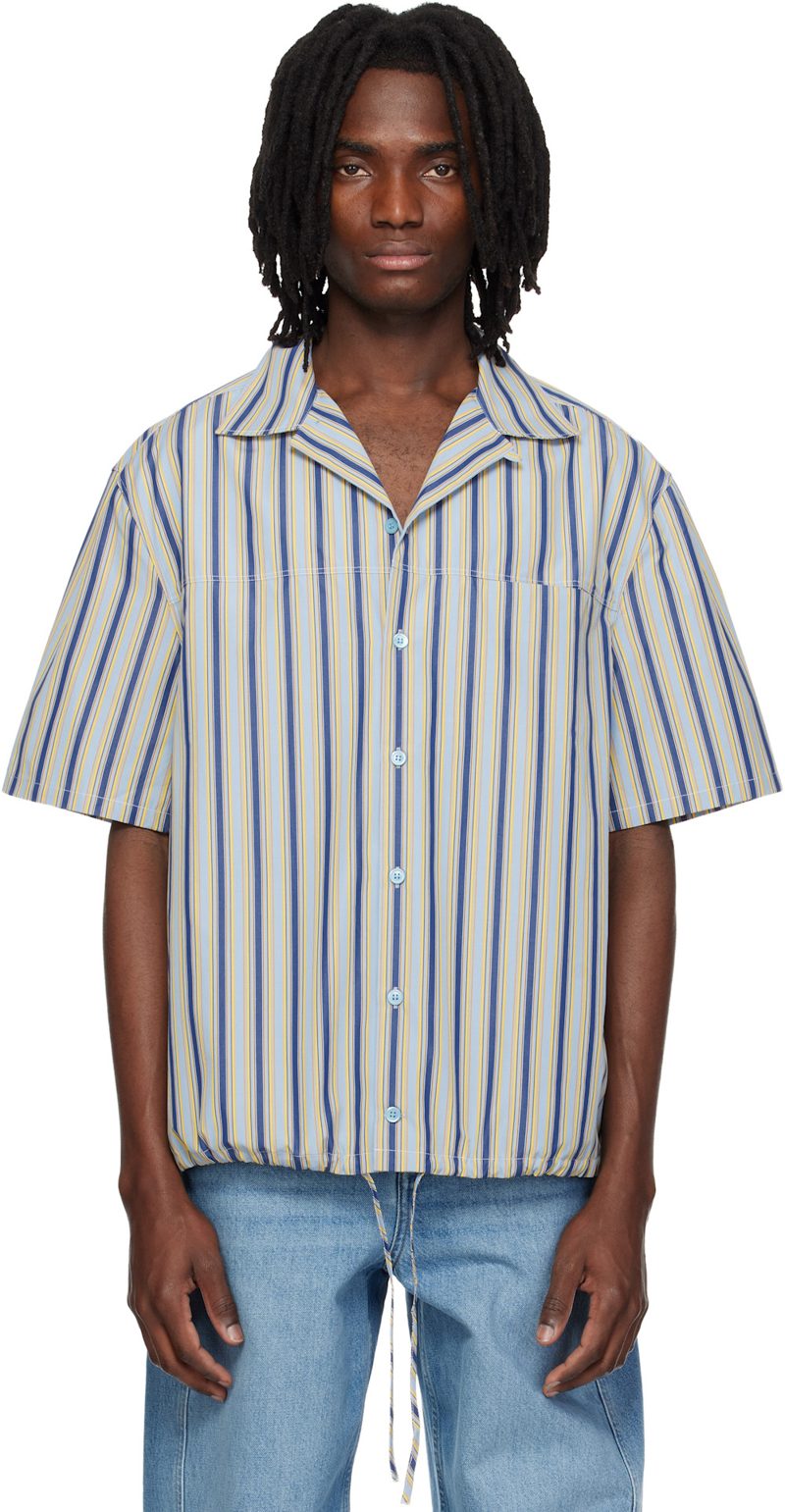 Marni Multicolor Striped Drawstring Hem Cotton Shirt 261379M192033