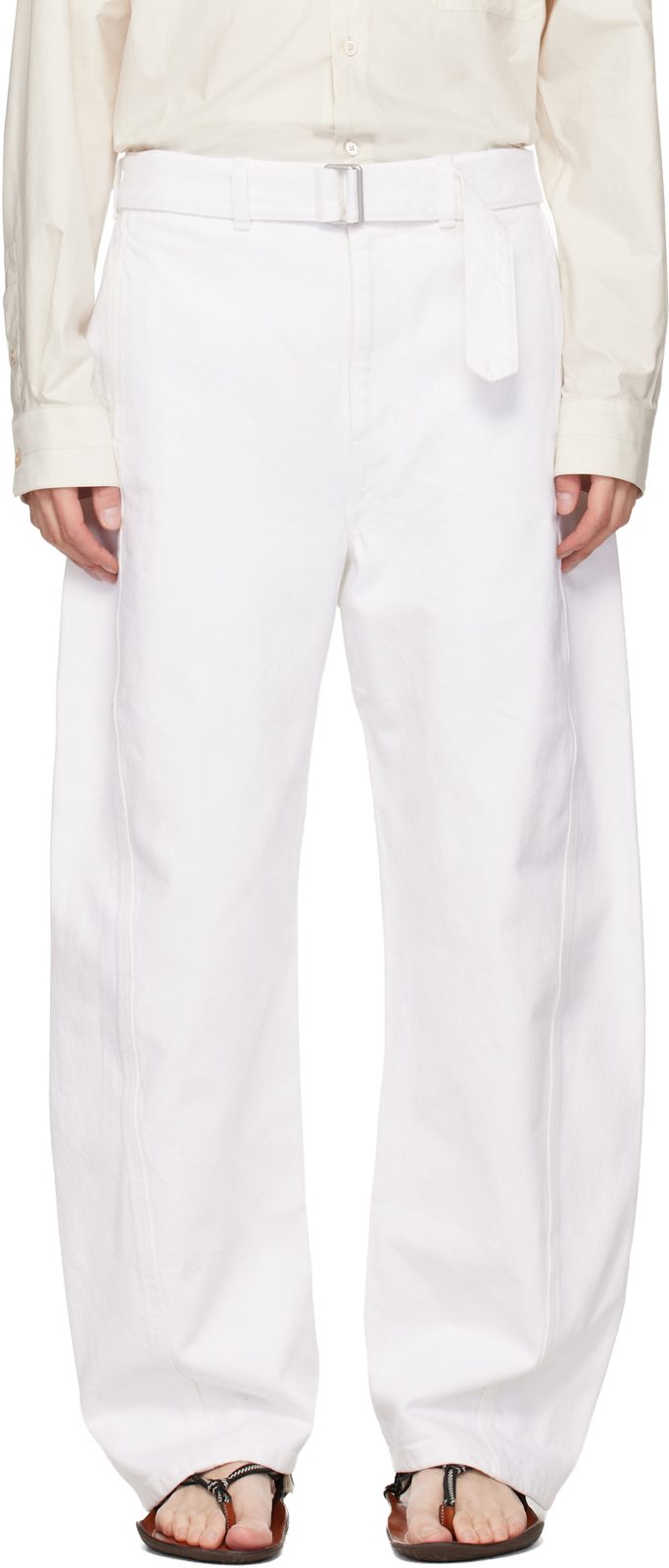 White Twisted Belted Jeans 261646M186006