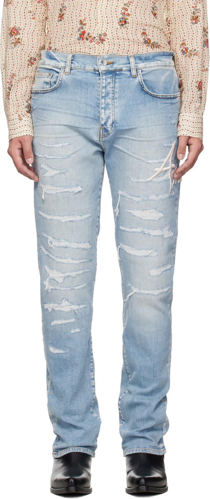 Blue [아미리] Repaired Slim Jeans 261886M186051