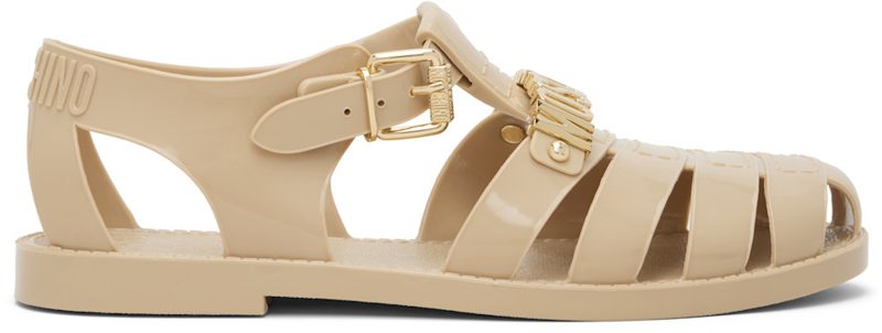 Moschino Beige Jelly Logo Lettering Sandals 261720M234011