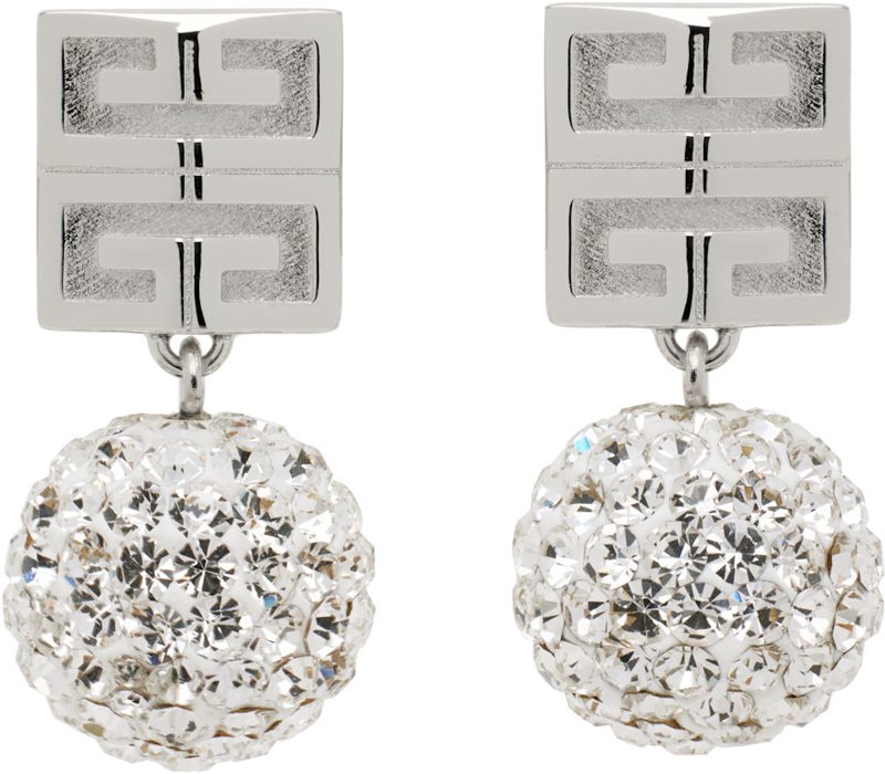 Silver 4G Metal & Crystal Earrings 251278F022006