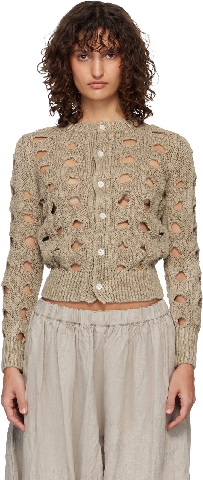 Comme des Garcons Beige Hemp Cardigan 261245F095001