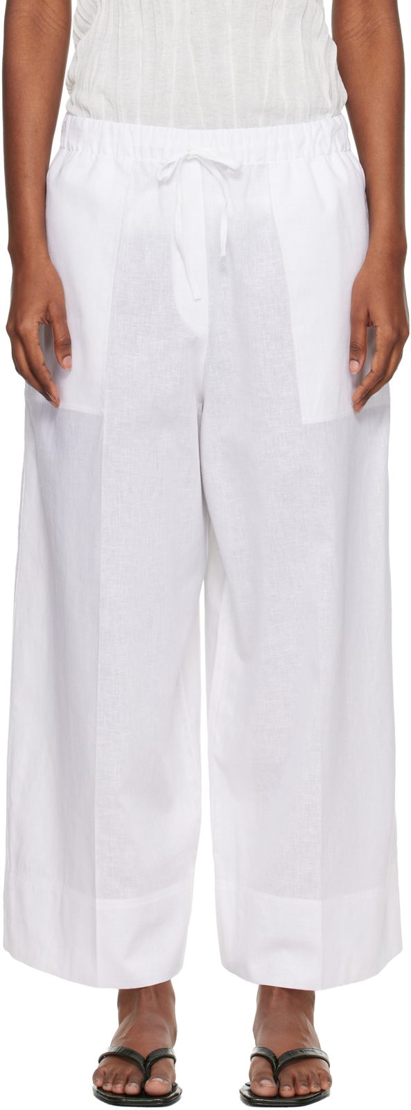TOTEME White Wide Summer Trousers 261771F087009