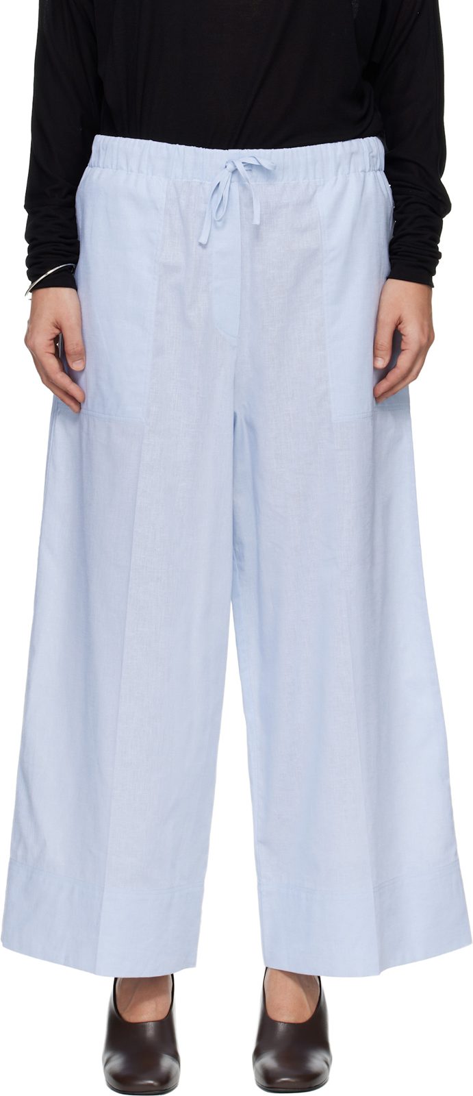 TOTEME Blue Wide Summer Trousers 261771F087010