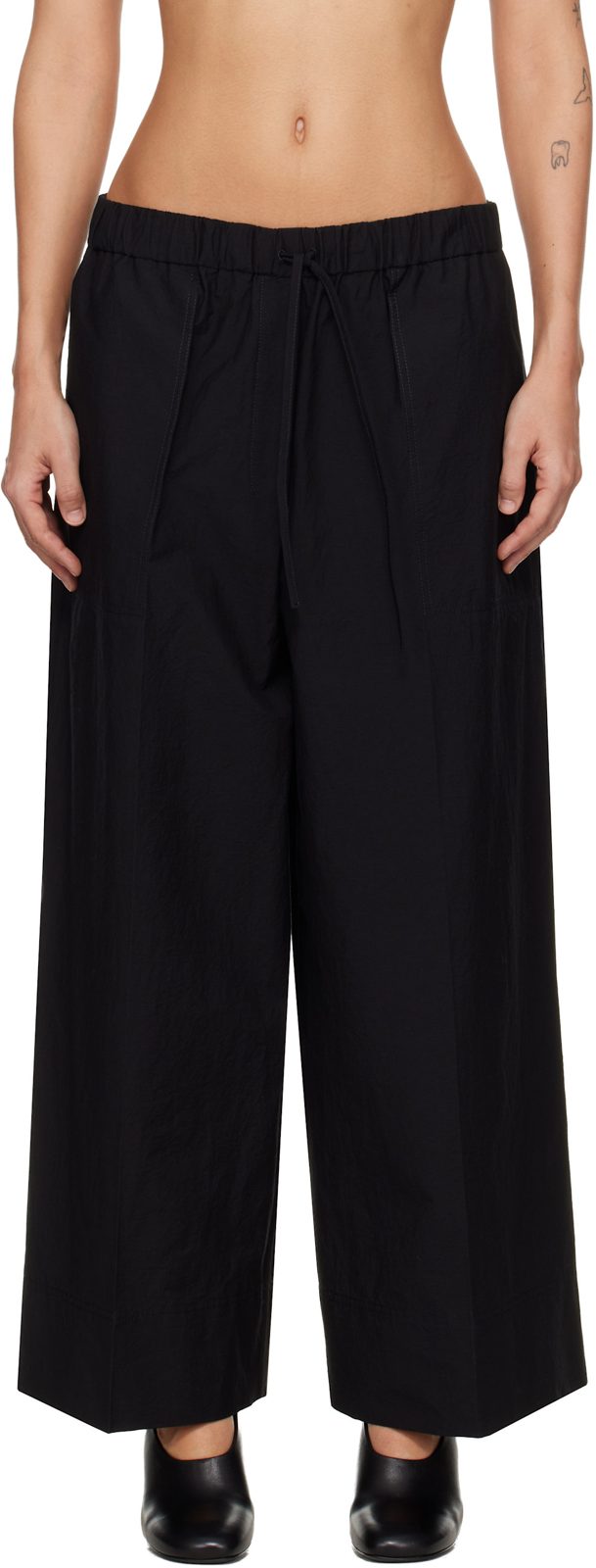 TOTEME Black Wide Summer Trousers 261771F087011