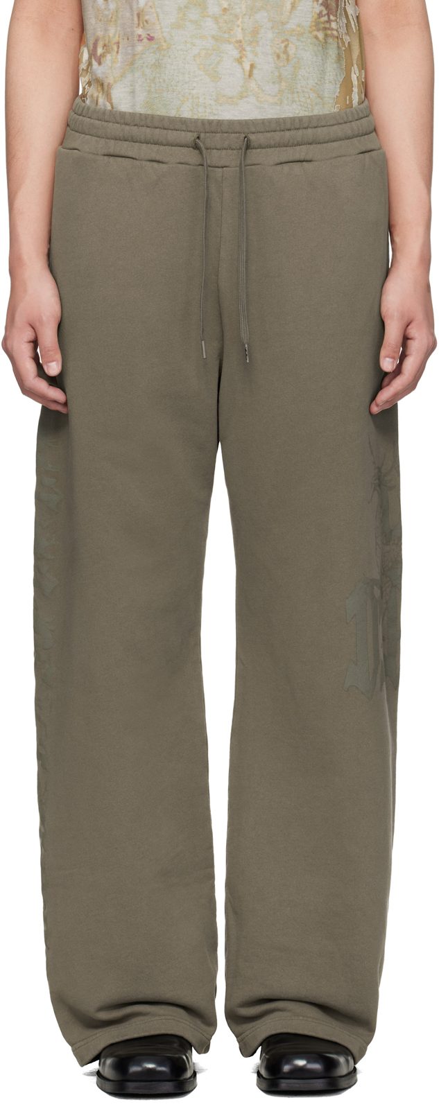 Brown Treated Logo Print Sweatpants 261001M190010