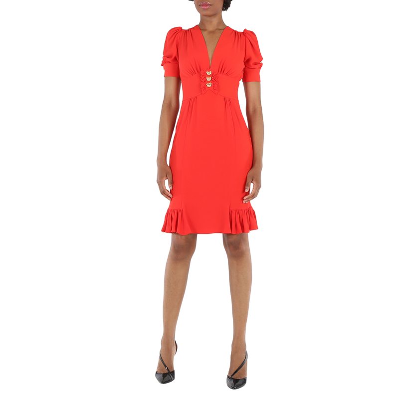 Moschino Ladies Red Teddy Ruffle Dress_Red