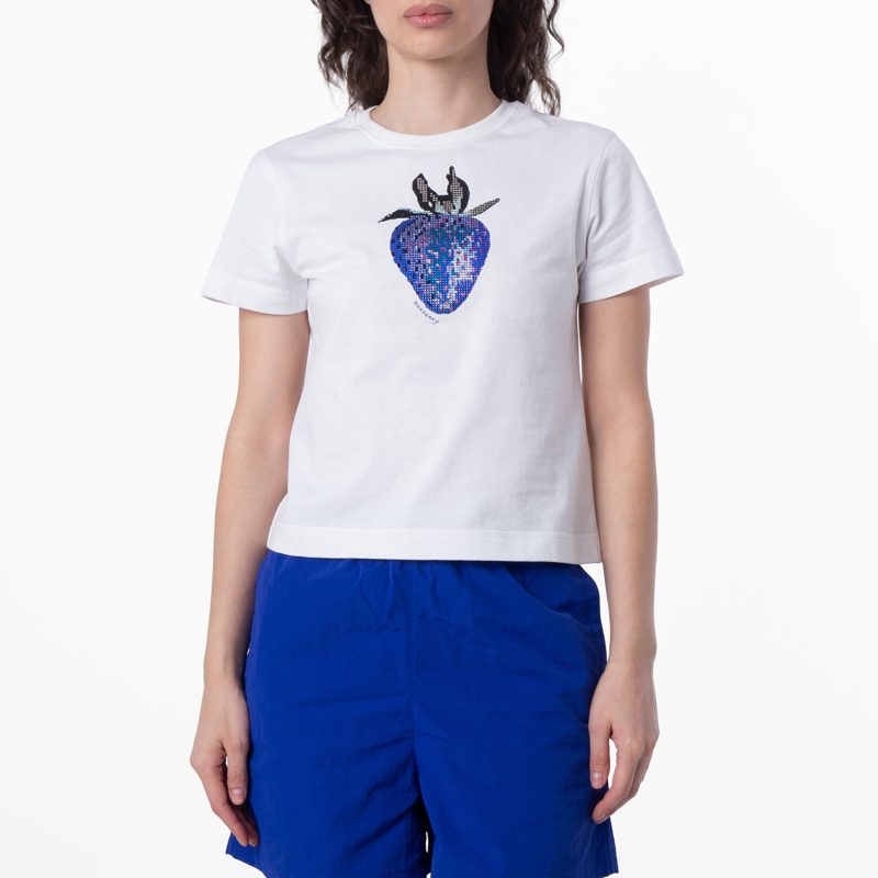 Crystal Strawberry Cotton T-Shirt_White