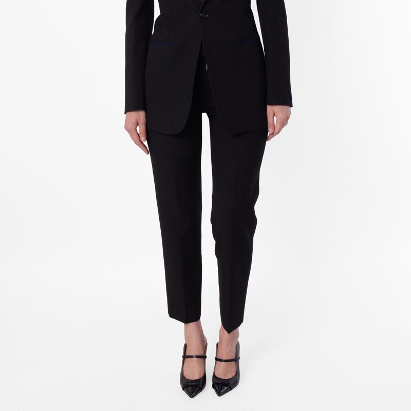 Tailored Virgin Wool Cropped Trousers_Black