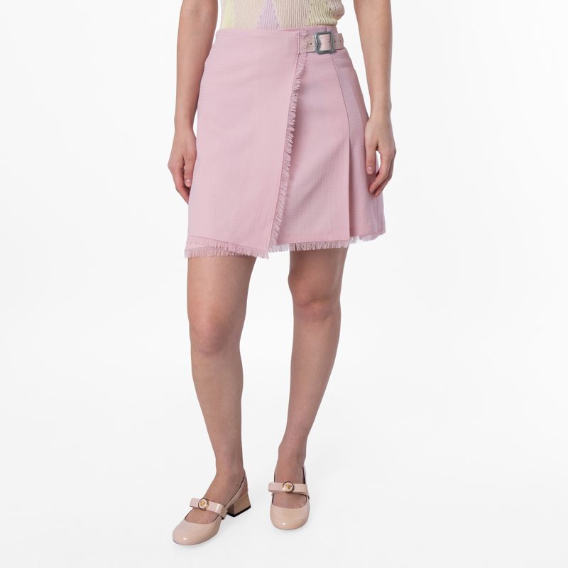 Frayed Edge Pleated Mini Skirt_Cameo