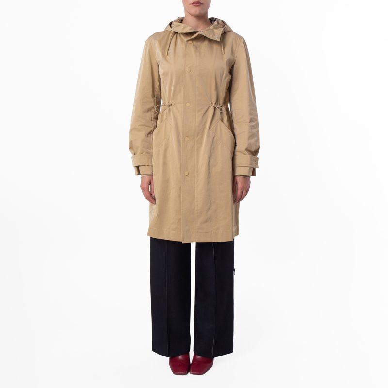 Drawcord Hood Nylon-Cotton Parka_Flax