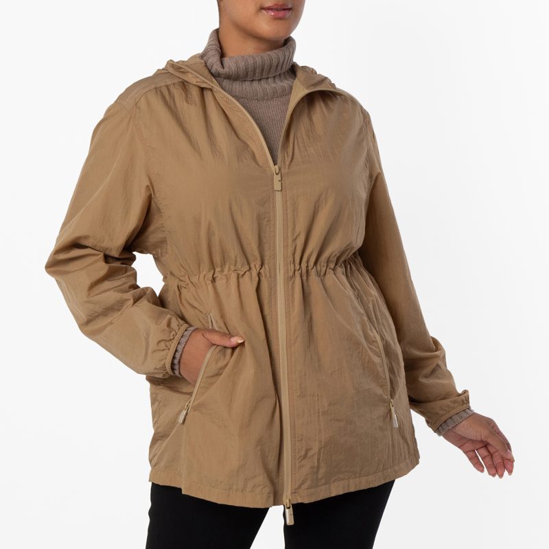 Nylon Hooded Jacket_Flax