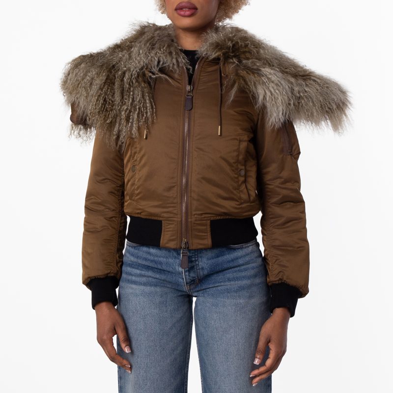 Slim-Fit Padded Bomber Jacket_Bison
