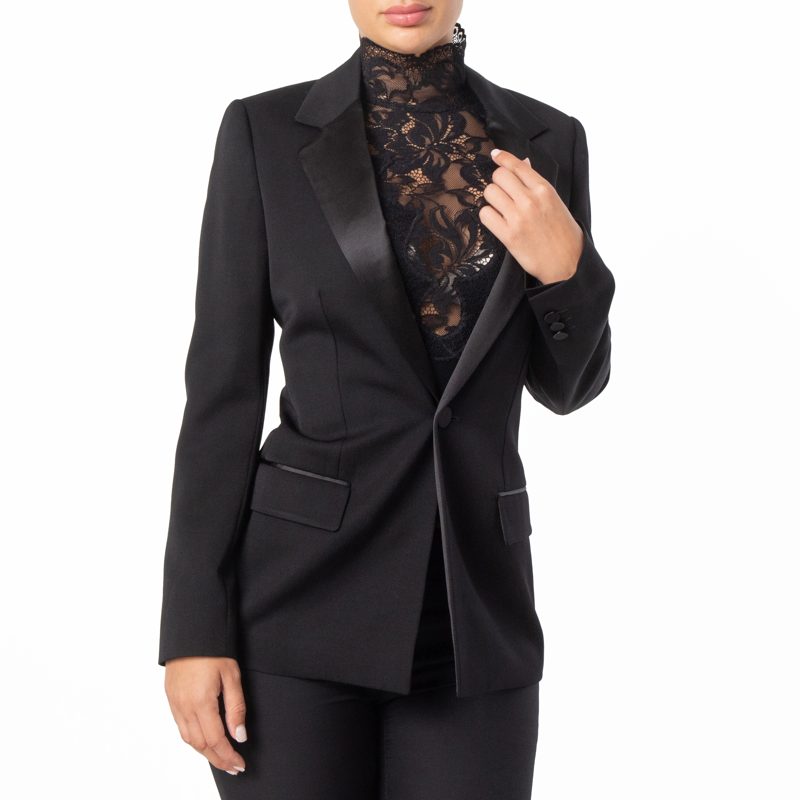 Grain De Poudre Wool Blazer Jacket_Black