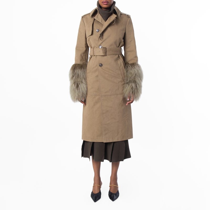 Cotton Nylon Long Belted Trench Coat_Mountain