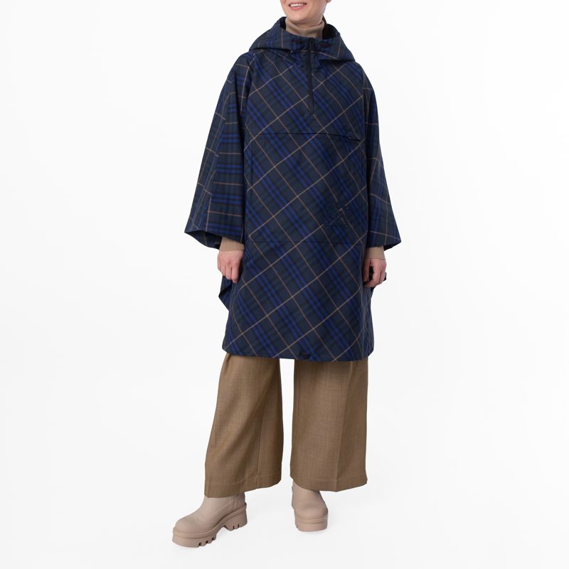 Packaway Check Printed Twill Cape_Midnight Ip Check