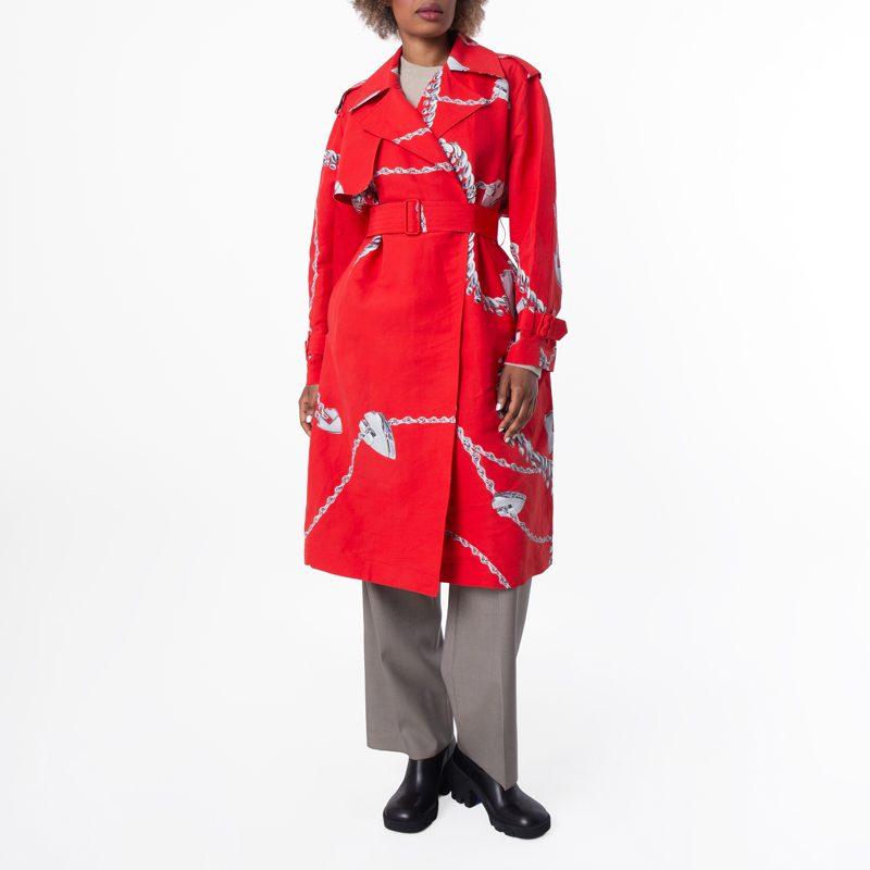 Shield Hardware Taffeta Trench Coat_Pillar Ip Pattern