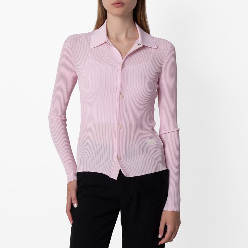 Rib Knit Long-Sleeved Shirt_Cameo