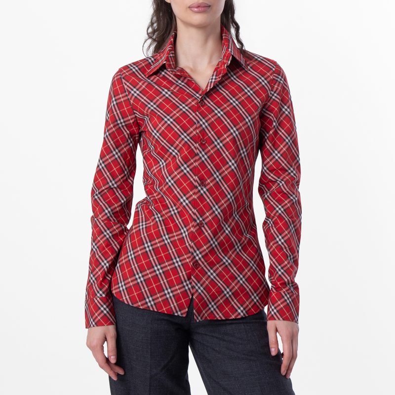 Check Cotton Cropped Shirt_Geranium Ip Check