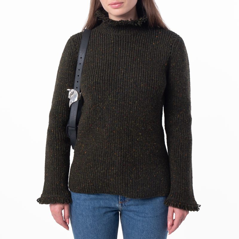 Fringed Rib-Knit Wool Sweater_Glen