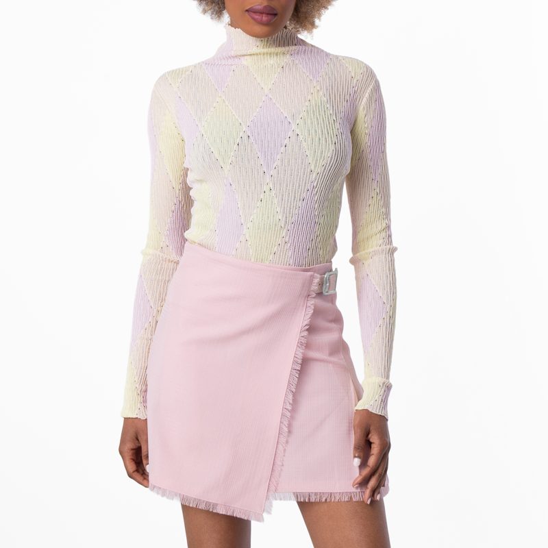 Argyle Cotton Silk Turtleneck Sweater_Cameo Ip Pattern