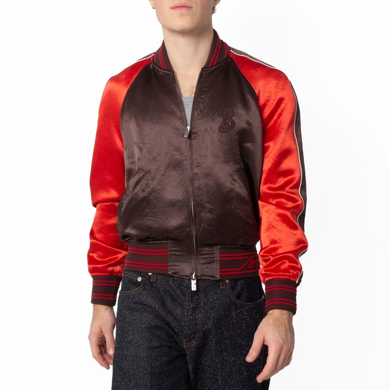 B Snake Satin Bomber Jacket_Peat
