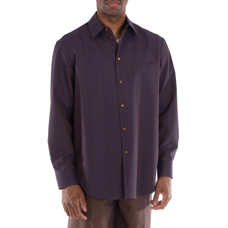 Striped Wool Button Down Shirt_Barrel