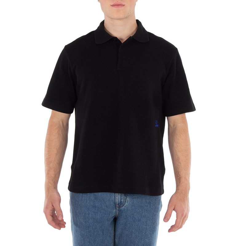 Knight Motif Cotton Polo Shirt_Black