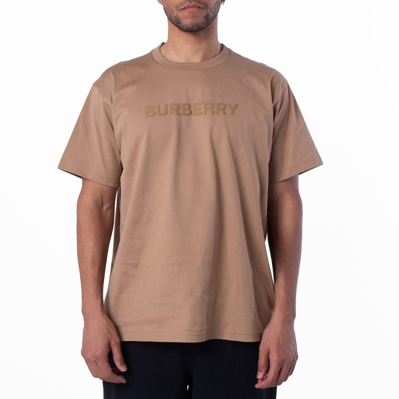 Harriston Logo Print Cotton T-Shirt_Camel