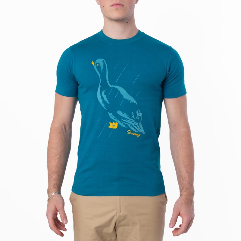 Duck Print Cotton Jersey T-Shirt_Kingfisher