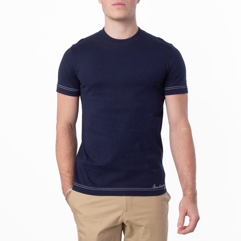 Logo Embroidered Cotton T Shirt_Storm