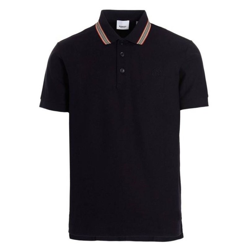 Icon Stripe Collar Short Sleeve Polo Shirt_Coal Blue
