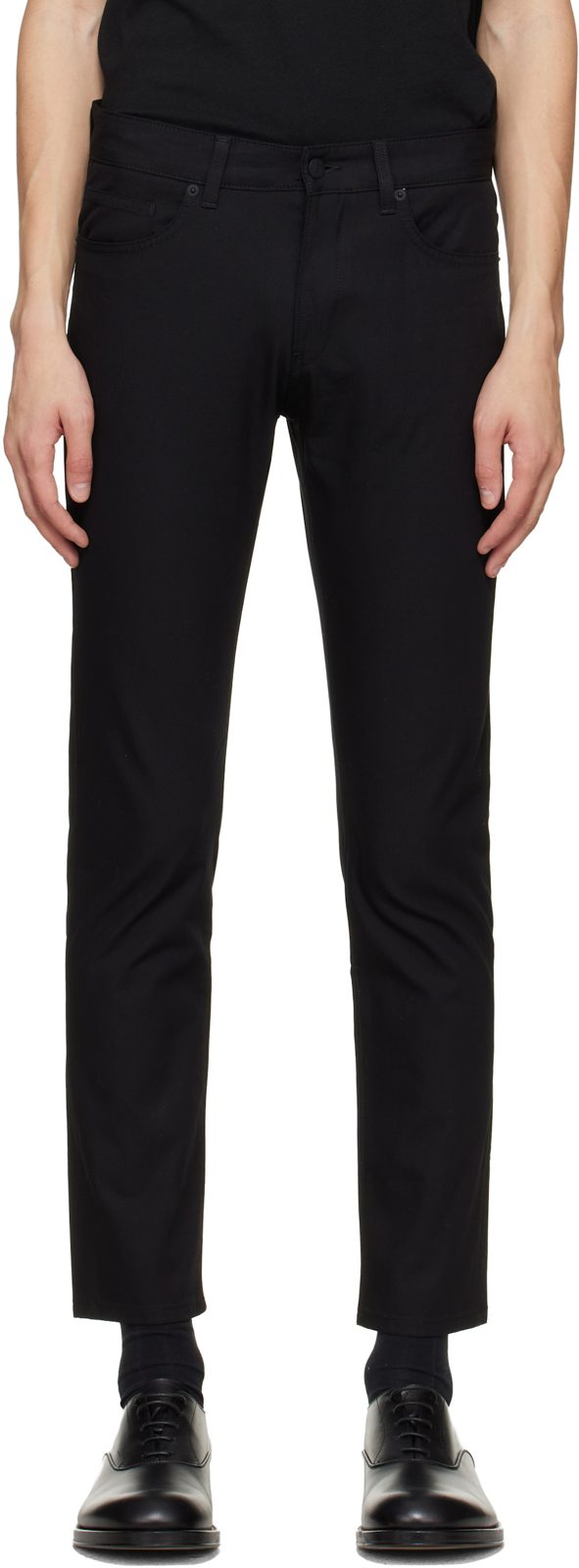 Black Delaware Slim-Fit Cotton-Blend Twill Trousers 261085M191019