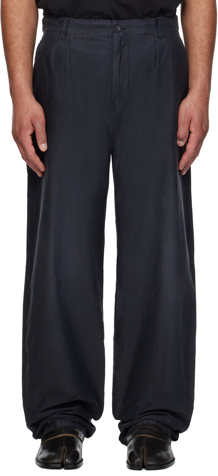 Black Unbrushed Moleskin Trousers 261168M191003