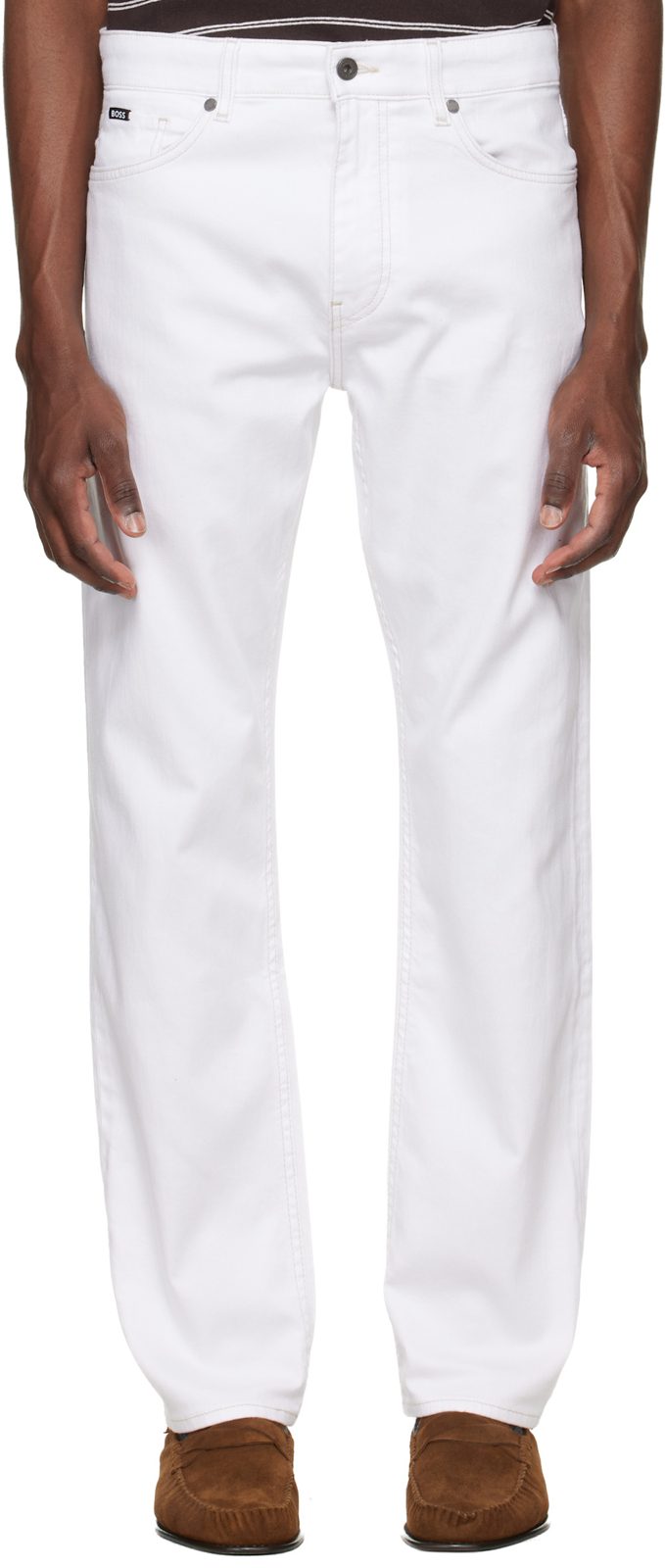 White Five-Pocket Stretch Jeans 261085M186009