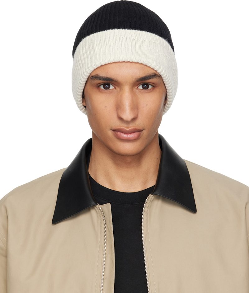 Black & [오프화이트] Wool Beanie 262278M138002