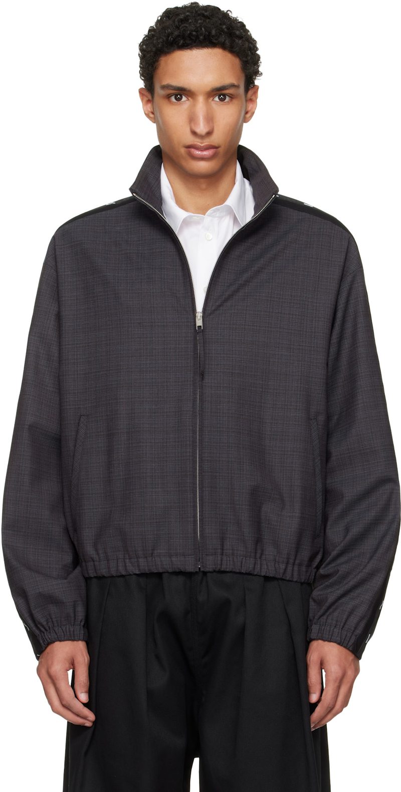 Moschino Gray Logo Tape Jacket 261720M180000