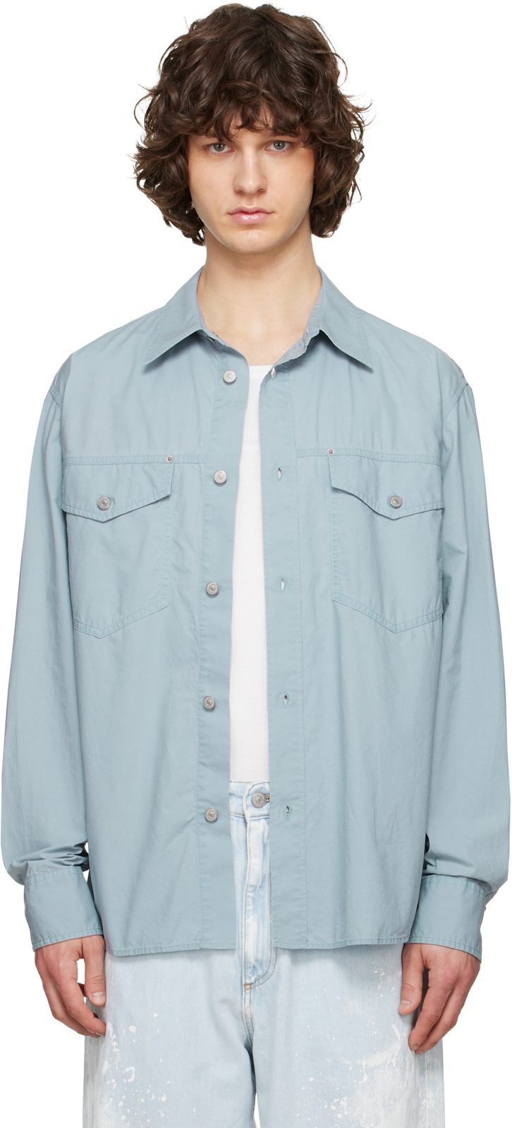 Blue Long-Sleeved Shirt 261188M192021