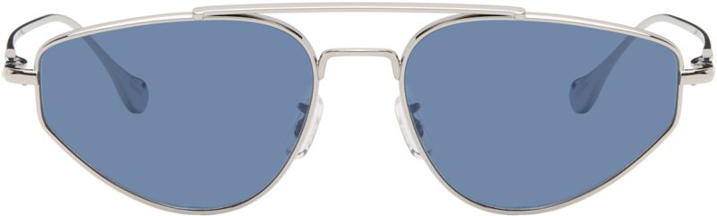 Silver Oliver Peoples Edition 5 Aviator Sunglasses 262249M134008