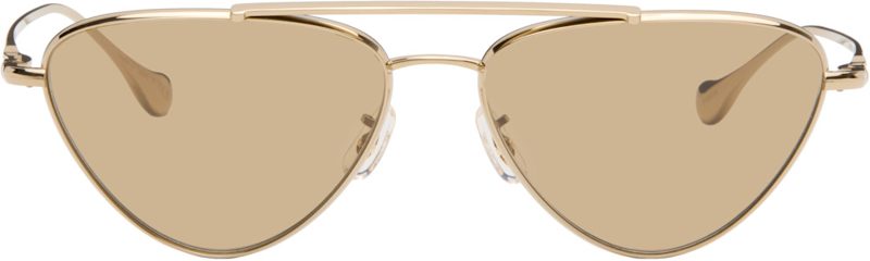 Gold Oliver Peoples Edition 1 Aviator Sunglasses 262249M134023