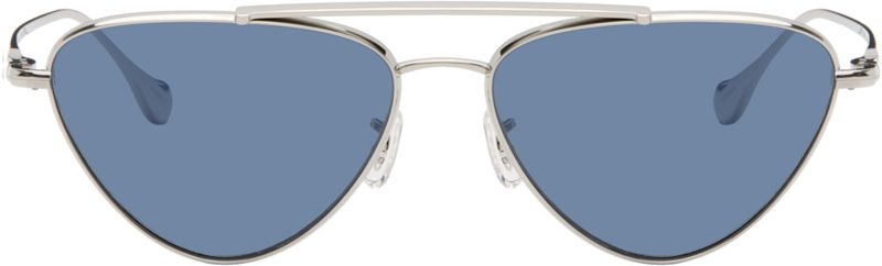 Silver Oliver Peoples Edition 1 Aviator Sunglasses 262249M134020